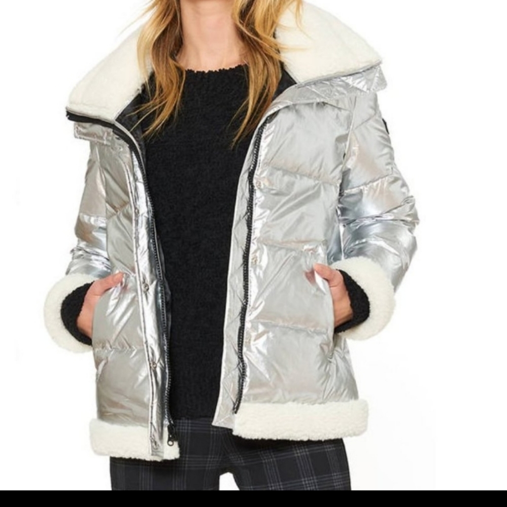 Sanctuary Women's Silver Shine Down puffer Jacket